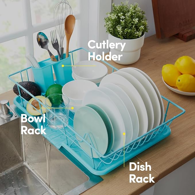 Space-Saving 3-Piece Dish Drainer Rack Set: Efficient Kitchen Organizer - Image 5