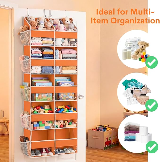 Over The Door Organizer 5 Tiers, Extra Large Behind Door Storage of 10 - Image 5
