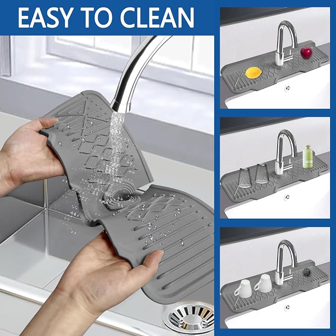 Sink Splash Guard Gen2-17" x 6'' Kitchen Sink Accessories, Silicone Sink Mat - Image 4