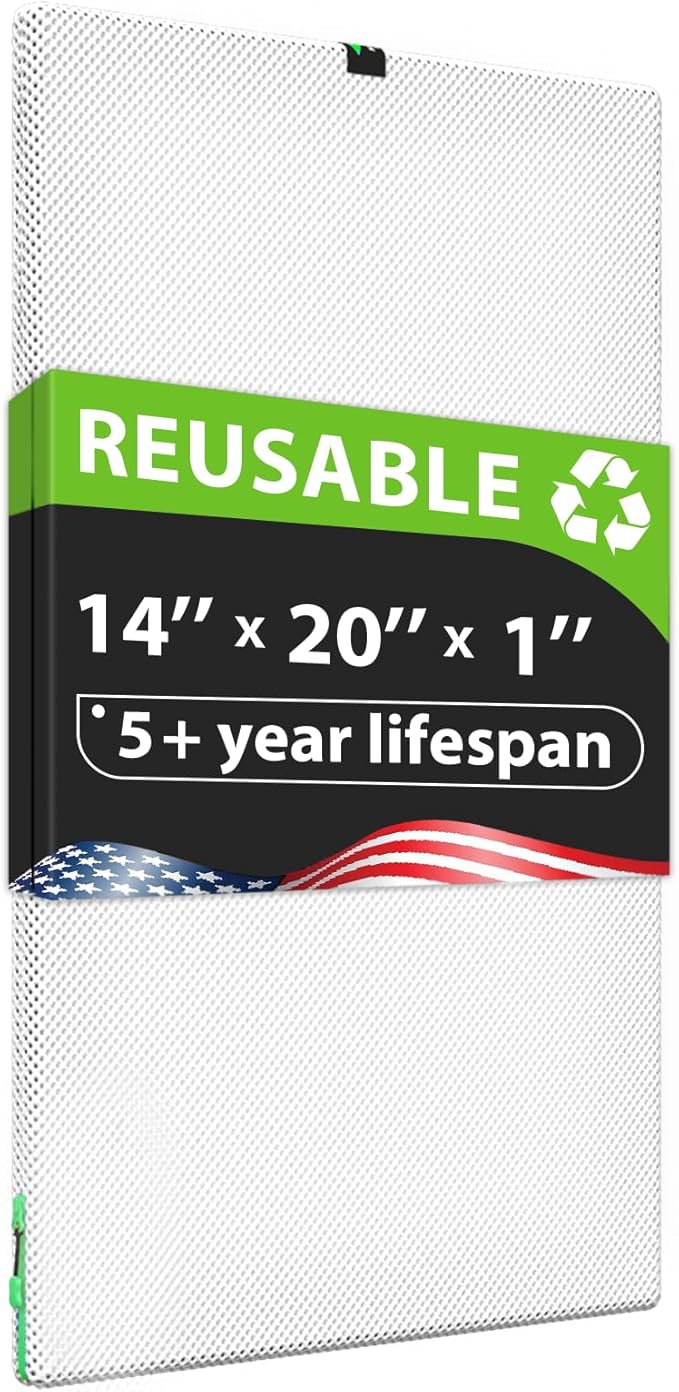 Reair 14x20x1 Air filter, Washable and Reusable Air Filter 14x20x1 for AC HVAC Furnace, MERV 8 Air Filters Machine Washable & Dryer Friendly, AC Furnace Air Filter