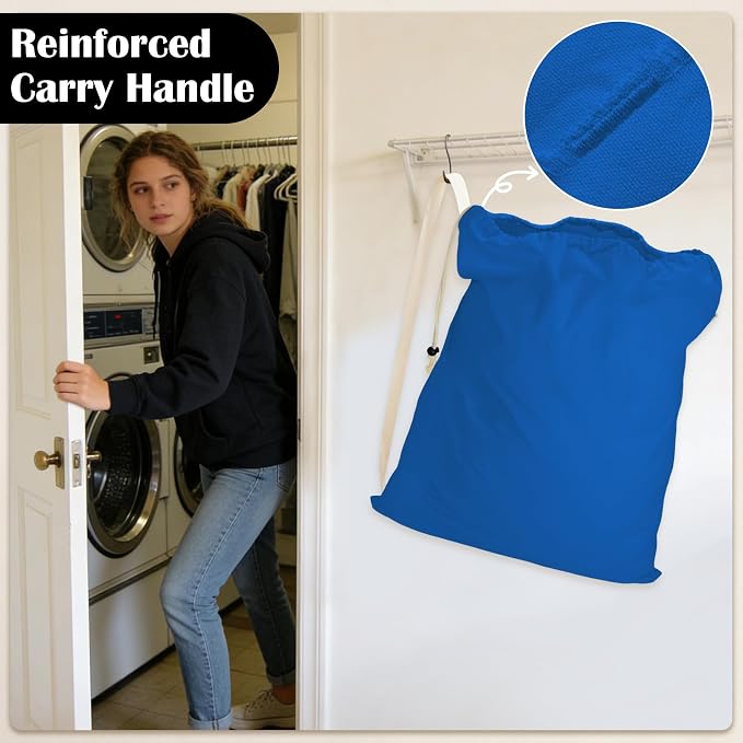 Canvas Laundry Bag with Shoulder Strap & Drawstring - Image 5