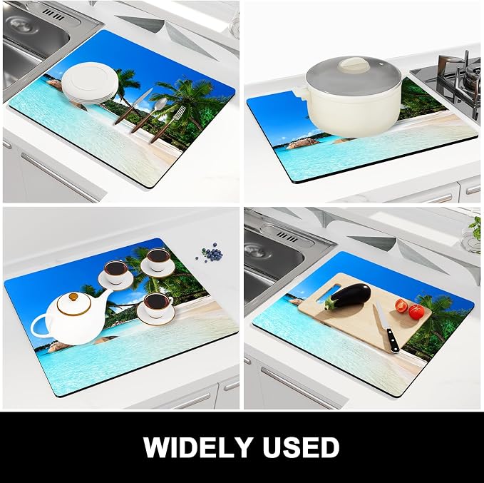 Rnivvi Dish Drying Mat for Kitchen Counter, 16 x 18" Cute Absorbent Heat - Image 7