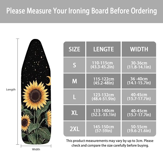 Sunflowers Moon Pattern Ironing Board Cover Soft Ironing Board Cover, Non Stick - Image 6
