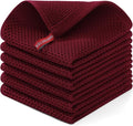 Homaxy 100% Cotton Waffle Weave Kitchen Dish Cloths 6-Pack, Burgundy | 12 x 12 by Homaxy