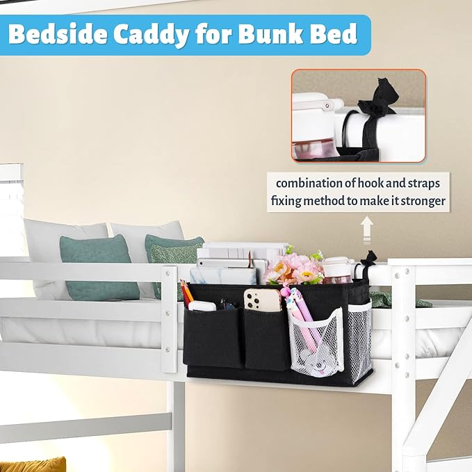 Bedside Caddy, Bedside Storage Bag Hanging Organizer - Image 3