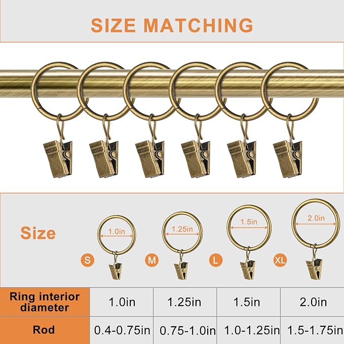 30 PCS Antique Brass Clips Curtain Hooks - Image 6