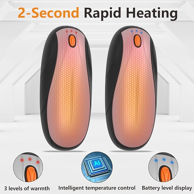 Hand Warmers Rechargeable 2Pack,14000mAh Electric Hand Warmers with Charging Case,Quick Charge Portable Heater,Gifts for Christmas,Winter,Outdoor,Camping,Hunting Accessories