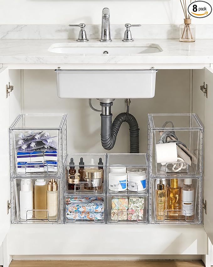 Vtopmart 8 Pack Clear Pull-Out Under Sink Organizer Set by Vtopmart
