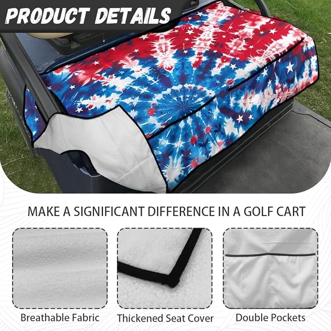 Golf Cart Seat Cover Cushion with Universal Fit, Featuring Breathable Fabric, Waterproof Protection and Secure Design for Long Outdoor Rides
