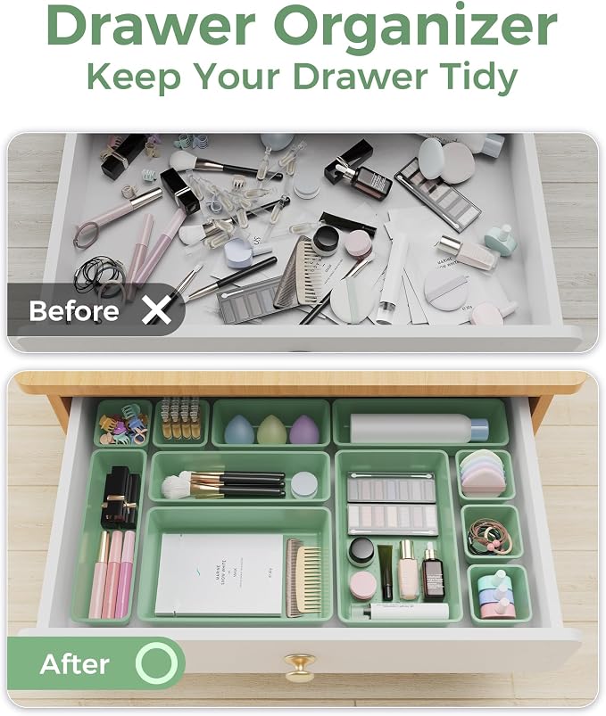 BiuLeon 25 PCS Plastic Drawer Organizers Set, 4-Sizes Vanity and Makeup - Image 4