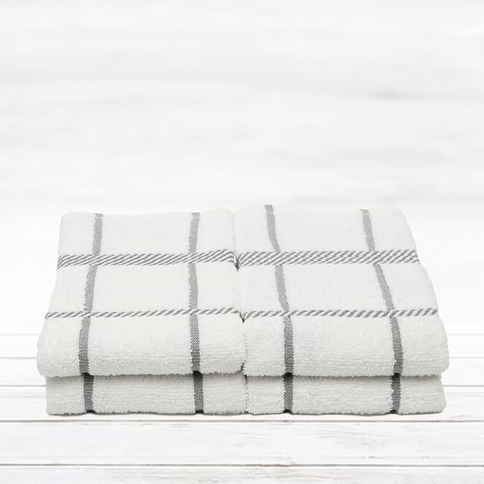 100% Cotton Terry Dish Towels, 4 Pack Checks, 16 x26 Inches, Super Soft and - Image 5
