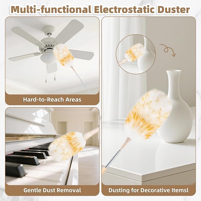 LOVECO Lambs Wool Dusters for Scratch-Free Cleaning Extendable 29-49 Inch | - Image 5