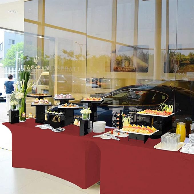 RELIANCER 1 Pack Stretch Spandex Table Covers for Rectangular Tables,8FT Elastic Fitted Tablecloth,Universal Rectangular Table Cloth Protector for Outdoor Party,Wedding,Bar,Birthday,Banquet,Events