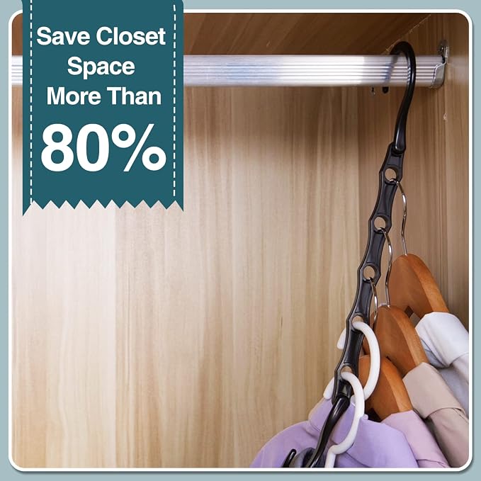 AMKUFO 6 Pack-Closet-Organizers-and-Storage, Space-Saving-Hangers Black | - Image 9