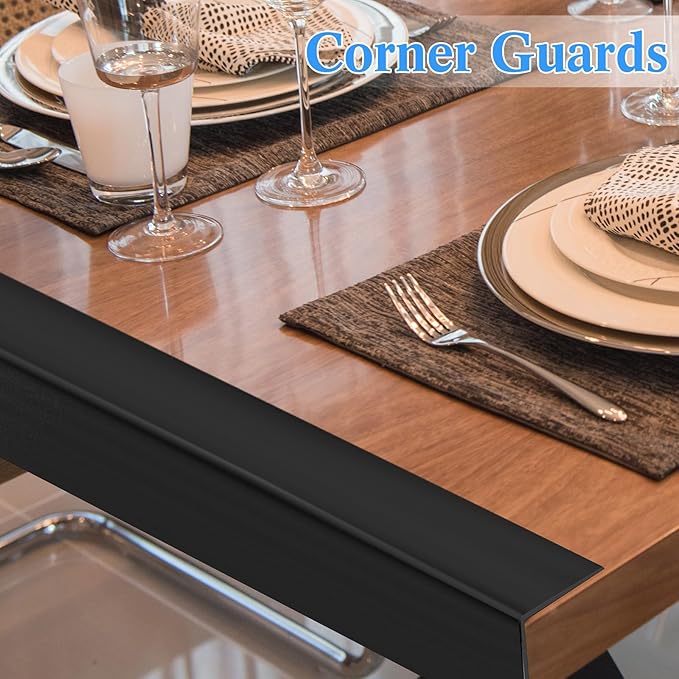 Sasylvia 10 Pcs Wall Corner Protector Guards, Vinyl 1-1/8 x 48 Inches Corner Trim Molding, Avoid Scratching Scuffs, Ease Install and Cleaning for Door Countertop Furniture Cabinet Protection, Black