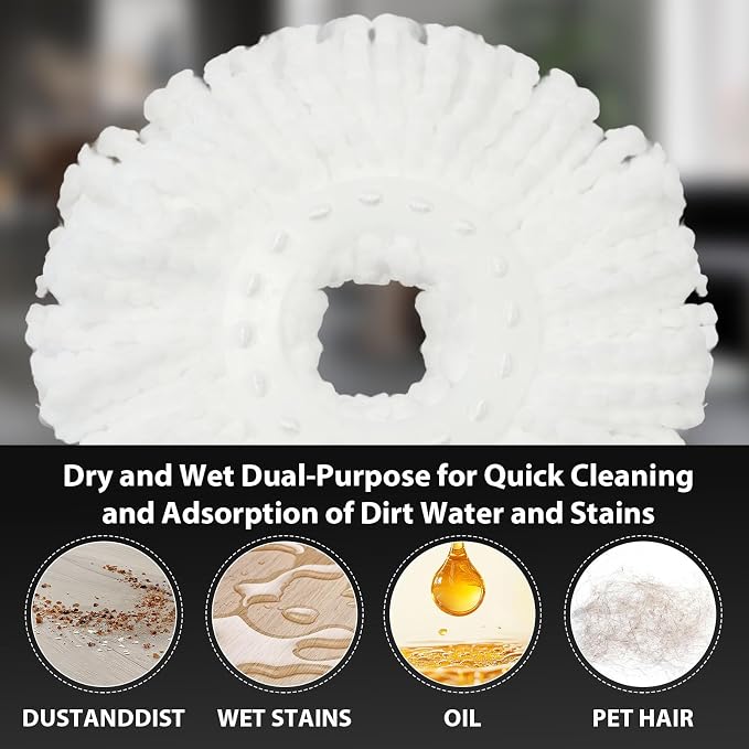 Spin Mop and Bucket with Wringer Set, 360° Mop and Bucket System with 3 - Image 5