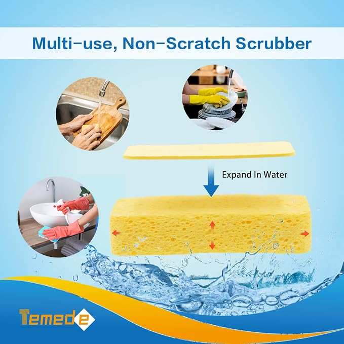Temede Large Cellulose Sponges, Thick Absorbent Kitchen Sponges, Soft Dish - Image 3