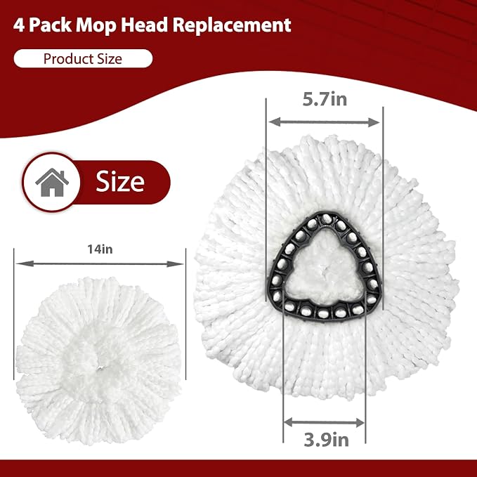 Mop Head Replacement, 8 Pack Spin Mop Refill Replace Head Compatible - Image 3