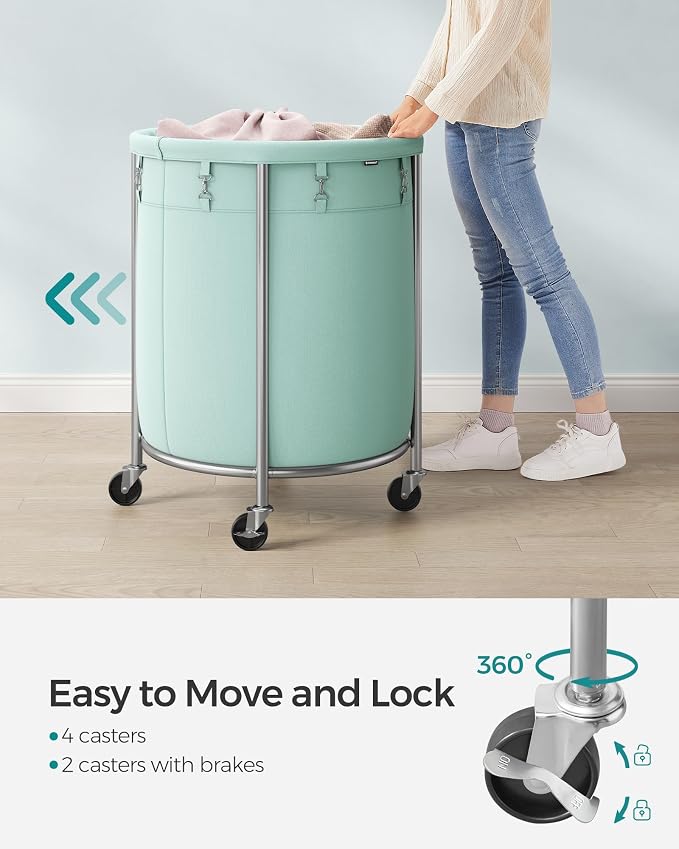 SONGMICS Laundry Basket, Rolling Steel Frame - Image 4