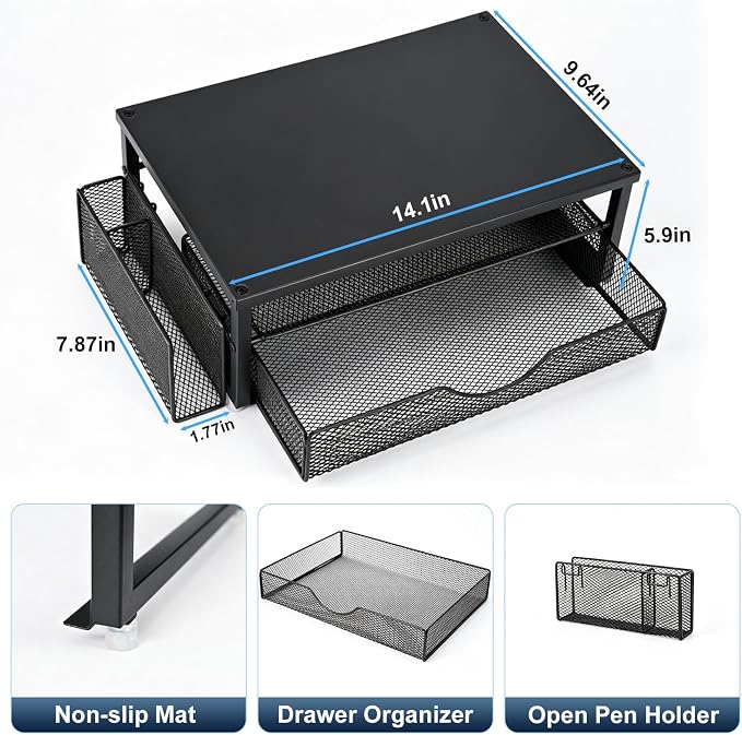 Spacrea Monitor Stand with Drawer and Pen Holder | Monitor Riser Desk - Image 5