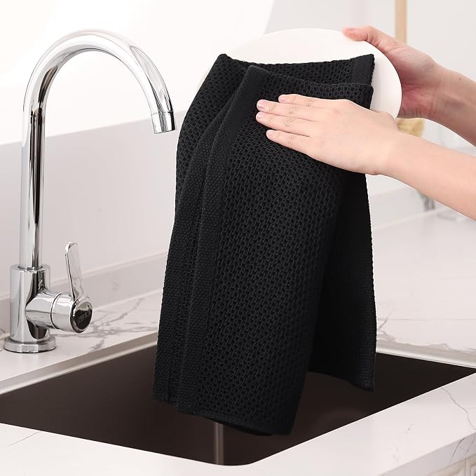 Homaxy 100% Cotton Oversized Waffle Weave Kitchen Towels 8-Pack, Ultra Soft - Image 4