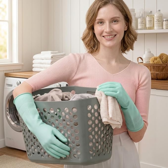 Rubber Dishwashing Gloves, Reusable Cleaning Dish Gloves - Image 4