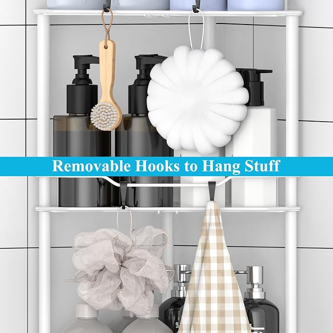 HuggieGems Metal Floor Standing Corner Shower Caddy, 3 Tier - Image 5