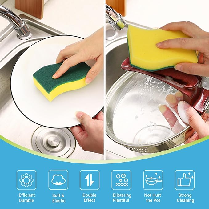 AIDEA Sponges Kitchen, 24-PK Heavy Duty Dish Sponges Kitchen, Scrub Sponges | - Image 3