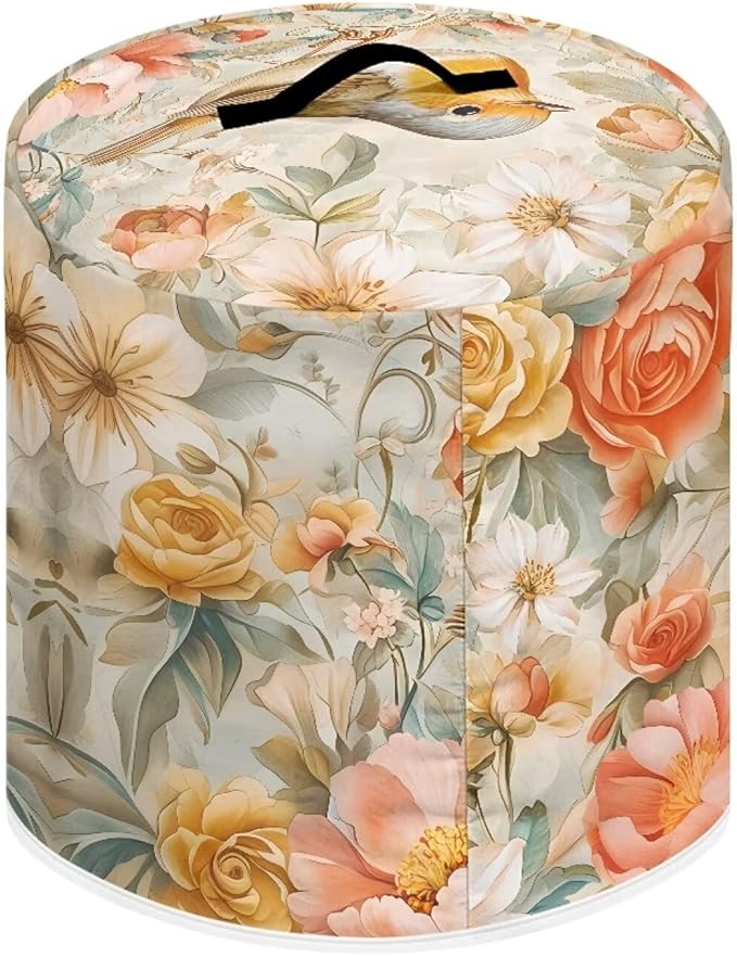 TODIYADDU Soft Floral Bird Pressure Cooker Cover with Handle Fashion Kitchen Appliance Dust Covers for Instant Pot Portable Air Fryer Dust Cover Round Protective Cover Bag Trendy Home Decor Gifts, S