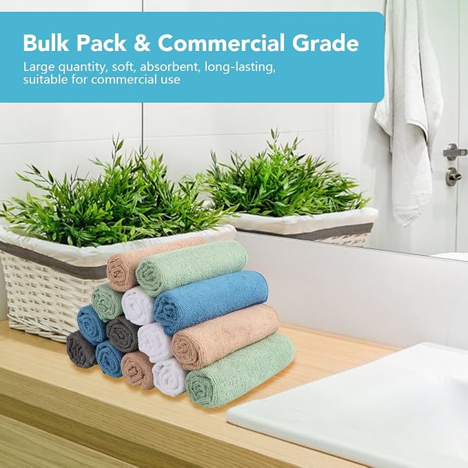 Orighty Washcloths Bulk, 200 Pack Microfiber Face Towels, 12x12 Inch - Image 7