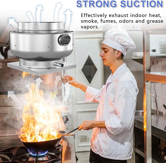 Food Truck Low Profile Exhaust Hood System Includes a 5FT Commercial Kitchen Exhaust Hood and an 0.25HP Restaurant Hood Grease Rated Roof Exhaust Fan