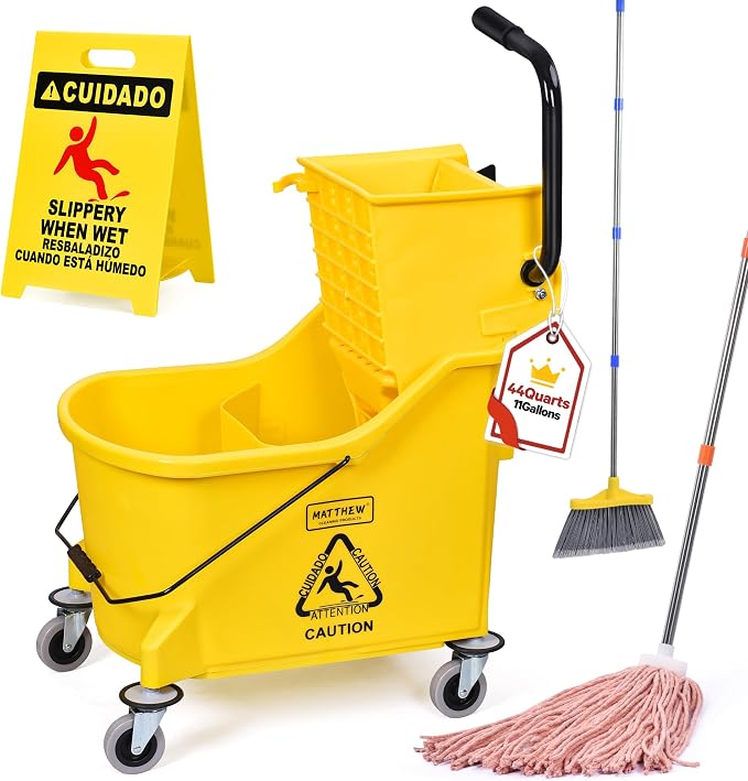 Matthew Cleaning 44Quart Commercial Mop Bucket INCL.Wet String Mop& 19'' by MATTHEWCLEANINGPRODUCTS