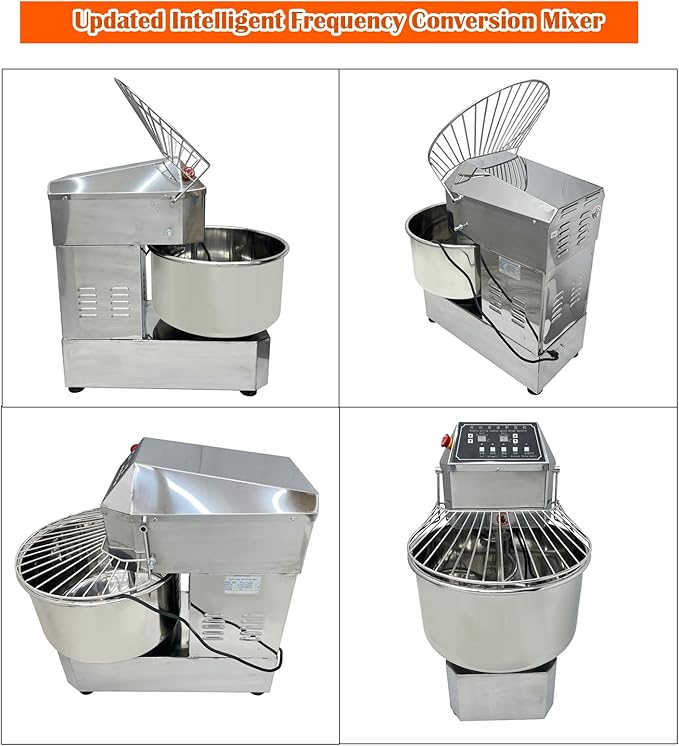 40L Stand Dough Mixer, Double-acting Double-speed Dough Machine with Variable Frequency for Commercial, Stand Spiral Food Mixer for Mixing Pizza Bread Dough in Restaurants Bakeries
