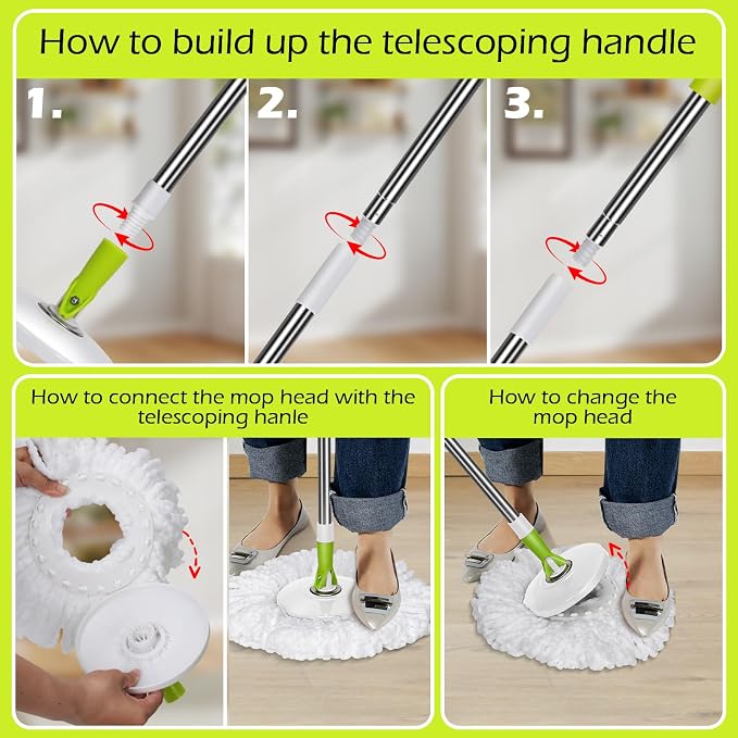 Masthome Spin Mop Bucket Set, Small Mop Bucket System - Image 7