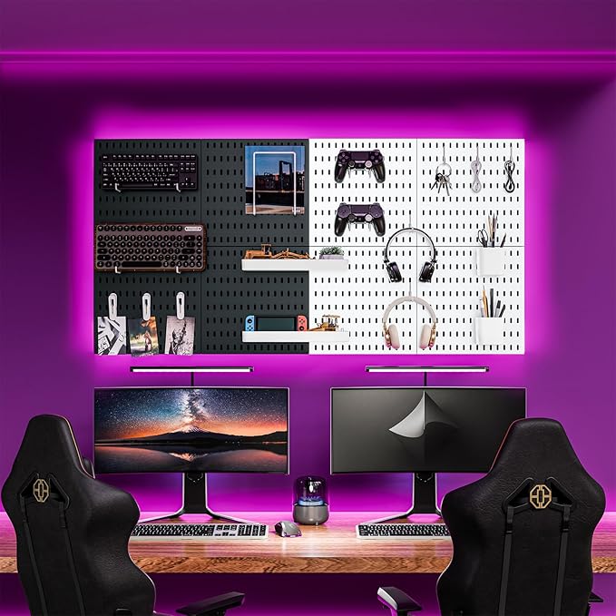 Wall-Mounted Pegboard Kit, 25.2" x 25.2" Organizer Panel – Large, Cost-Effective & Nail-Free Installation White