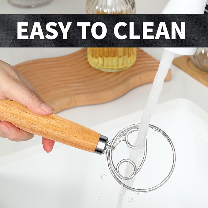 Danish Dough Whisk Stainless Steel with Dough Hook Dutch Style Bread Mixer Tool for Sourdough Baking