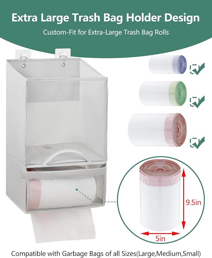 Bag Saver - Extra Large 2 in 1 Plastic Bag Holder Storage, Durable Mesh Grocery - Image 3