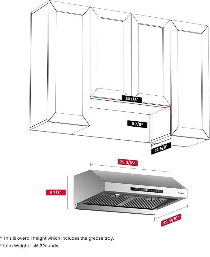 GASLAND Master 30 Inch Under Cabinet Range Hood, 700 CFM for Heavy-Duty Cooking Kitchen Exhaust Fan, 3-speed Powerful Stove Vent Hood 67dB, Double Filters Vent Hood with 5000K LED light