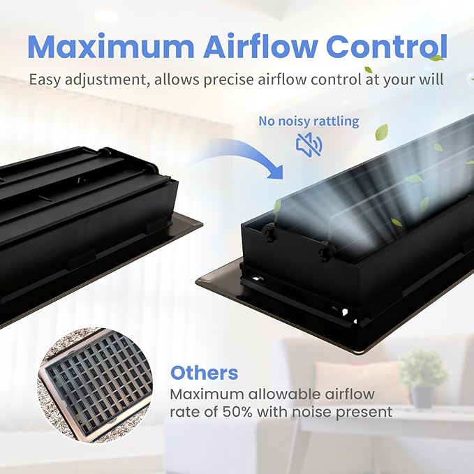 4x12 Inches Heavy Duty Walkable Floor Register Easy Adjust Air Supply Lever Floor Vents - Seattle Design - Vent Cover for Home Floor - Antique Brass