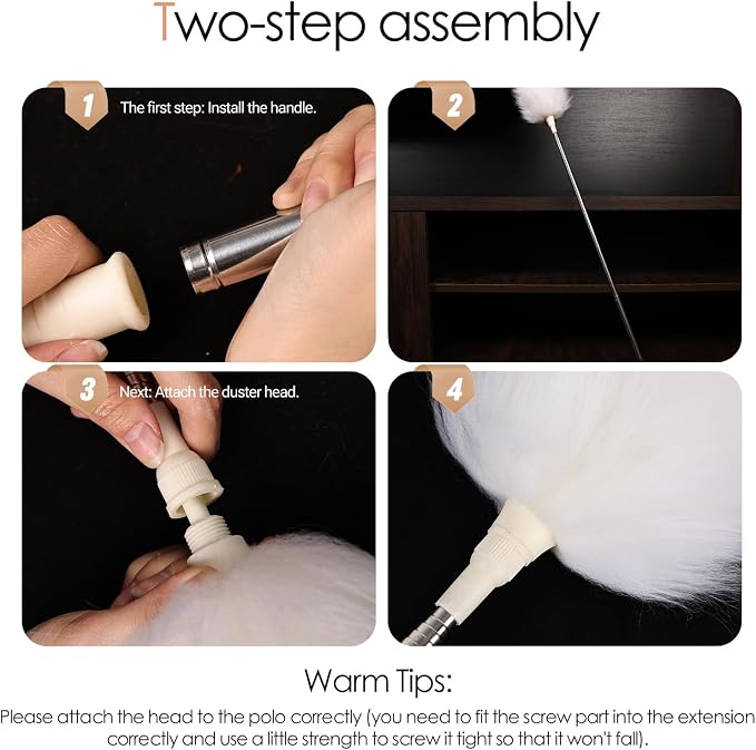Extendable Lambswool Duster 29-110 Inch, Anti-Static Flexible Head, Stainless - Image 8