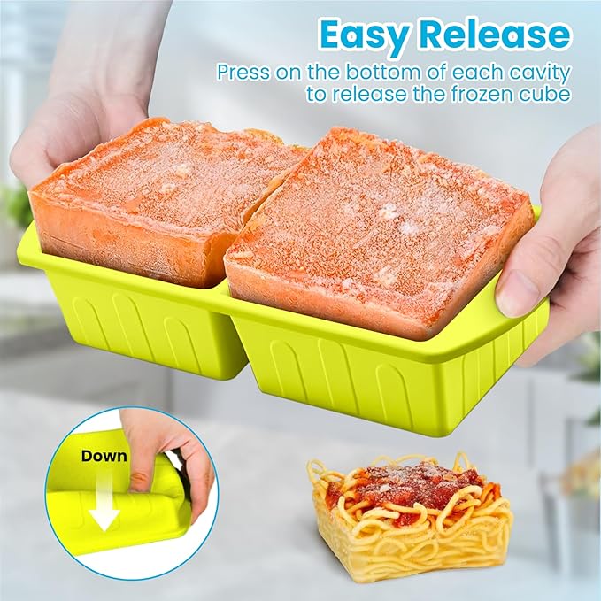 2 Pack Silicone Freezer Trays With Lid For Easy Storage Silicone Soup Freezer Molds 2 Cup ，Perfect For ice cube tray Freezing Broth Sauces Store Leftovers , Leakproof, Easy Release Dishwasher Safe