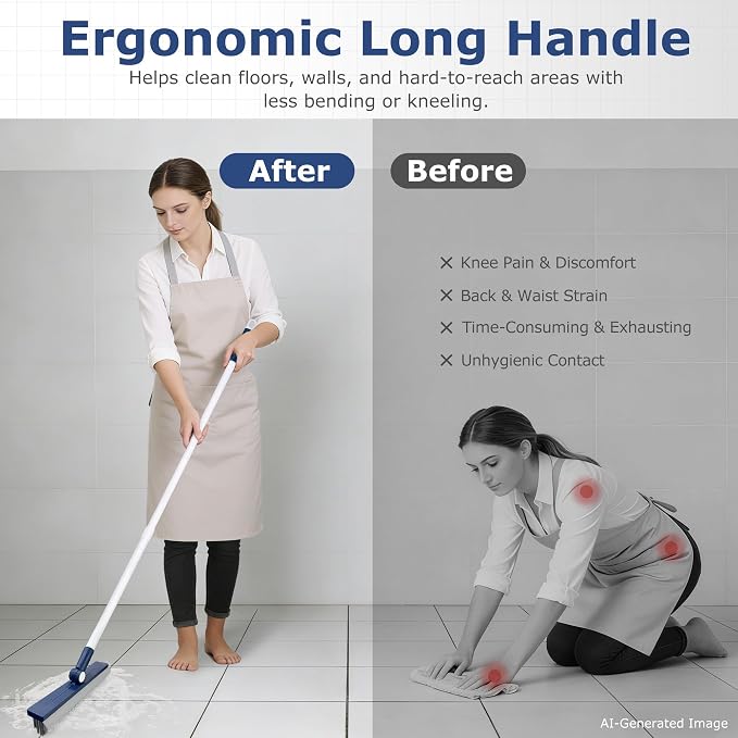 IVYROLL Grout Brush with Long Handle, Grout Cleaner Brush - Image 4
