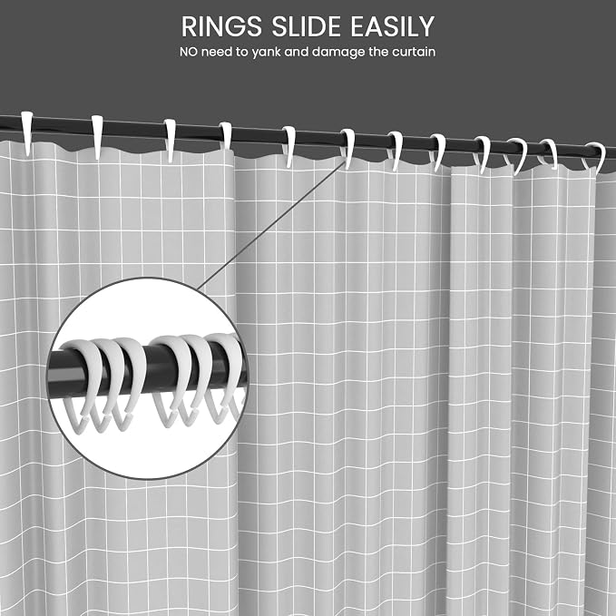 Top-spring White Shower Curtain Hooks 12Pcs Drop Shaped Hooks - Image 5