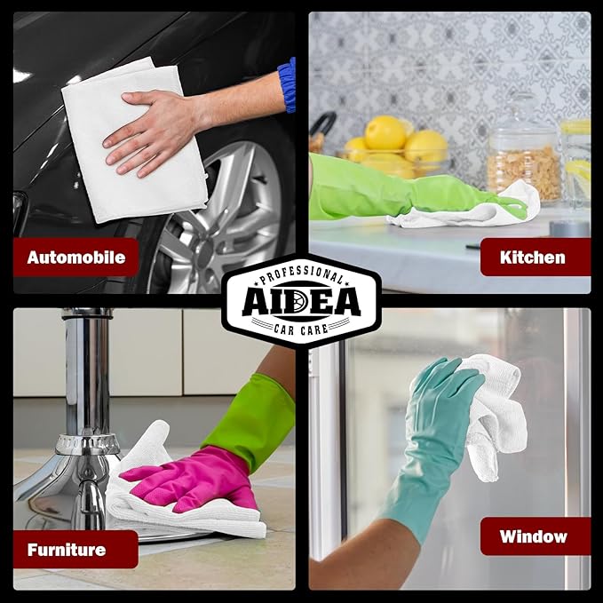 AIDEA White Microfiber Cleaning Cloth-800PK, Microfiber Towels, 12×12" | Shop - Image 5