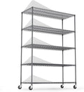 Wire Shelving Unit 5 Tier NSF Metal Shelf,6000lbs Capacity Heavy Duty Adjustable Storage Rack with Wheels & Shelf Liners for Commercial Grade Utility Steel Storage Rack, 82" H x 48" L x 24" D - Black