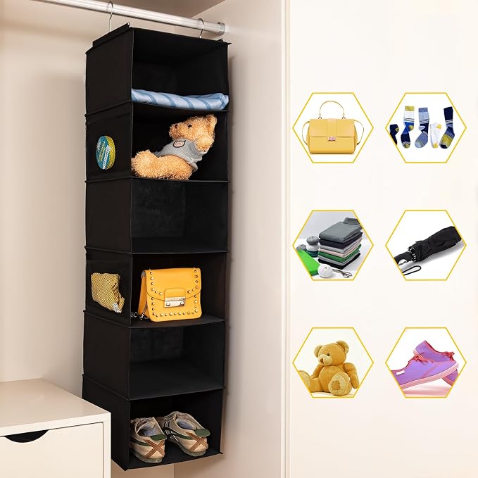 6 Shelves Hanging Closet Organizer, 2 Pack Hanging Storage - Image 4