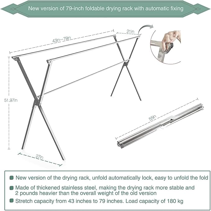 AZK Clothes Drying Rack Extendable Laundry Drying Rack - Image 5