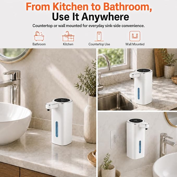 Automatic Liquid Soap Dispenser Touchless, USB Rechargeable | 14.2 oz Hand Soap - Image 8