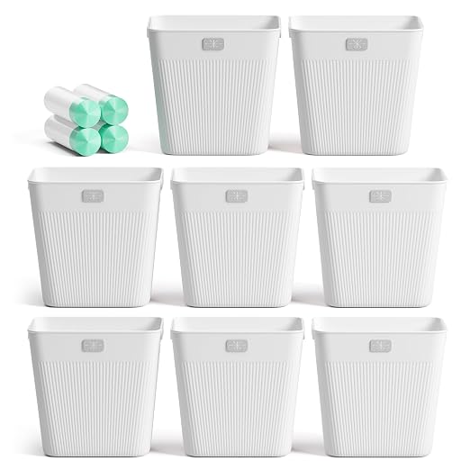 JOYMOOP Slim Trash Can 8-Pack, 2.2 Gallon Plastic Wastebasket by JOYMOOP