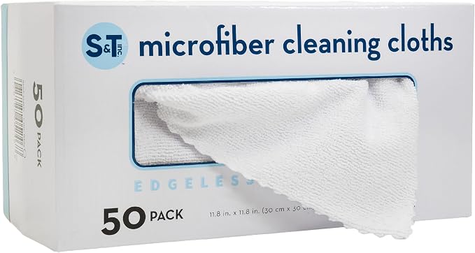 S&T INC. Microfiber Cleaning Cloth, 50 Pack, 11.8" x 11.8", Edgeless Cleaning by STINC